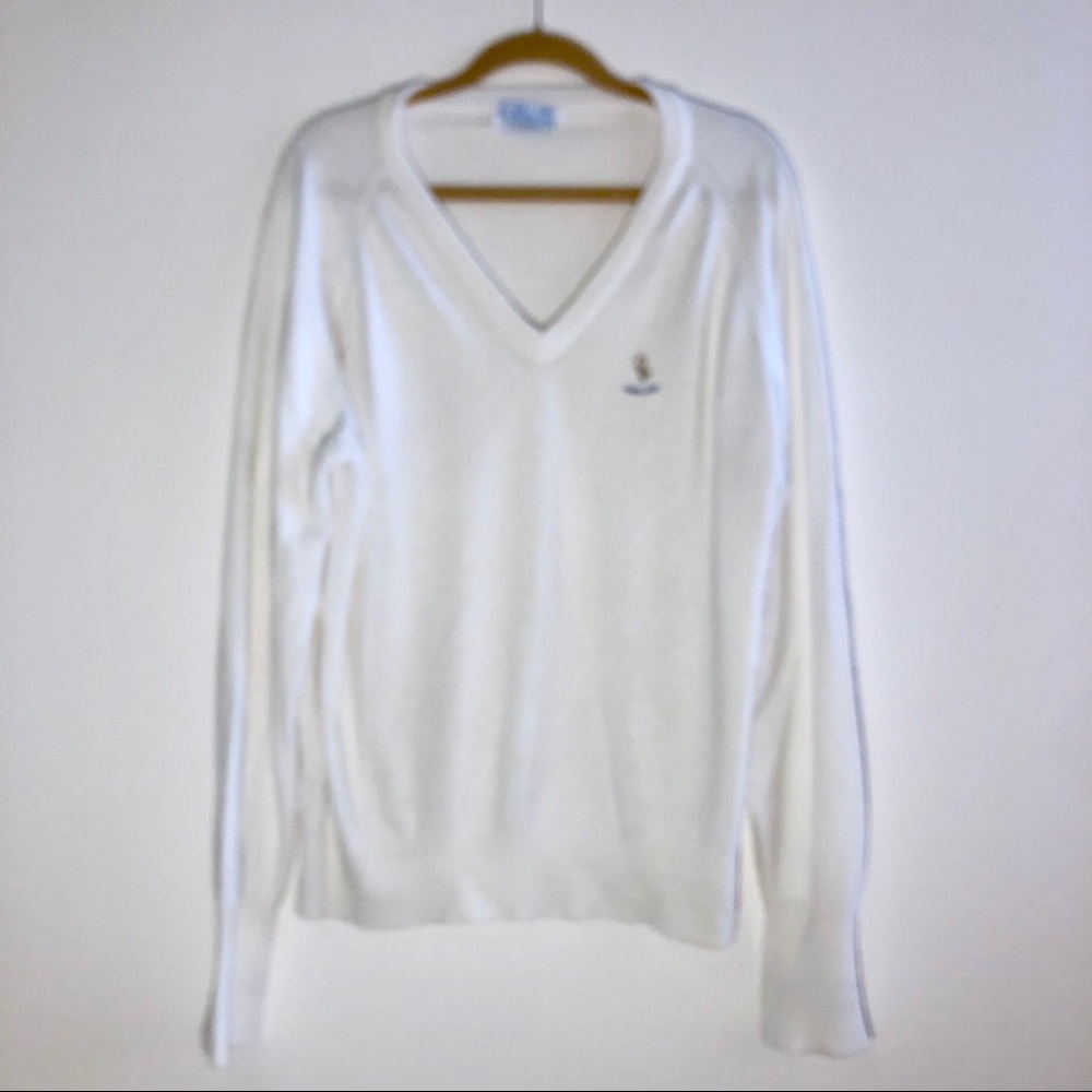 Vintage White Cape Cod VNeckGolf Sweater Sz XL